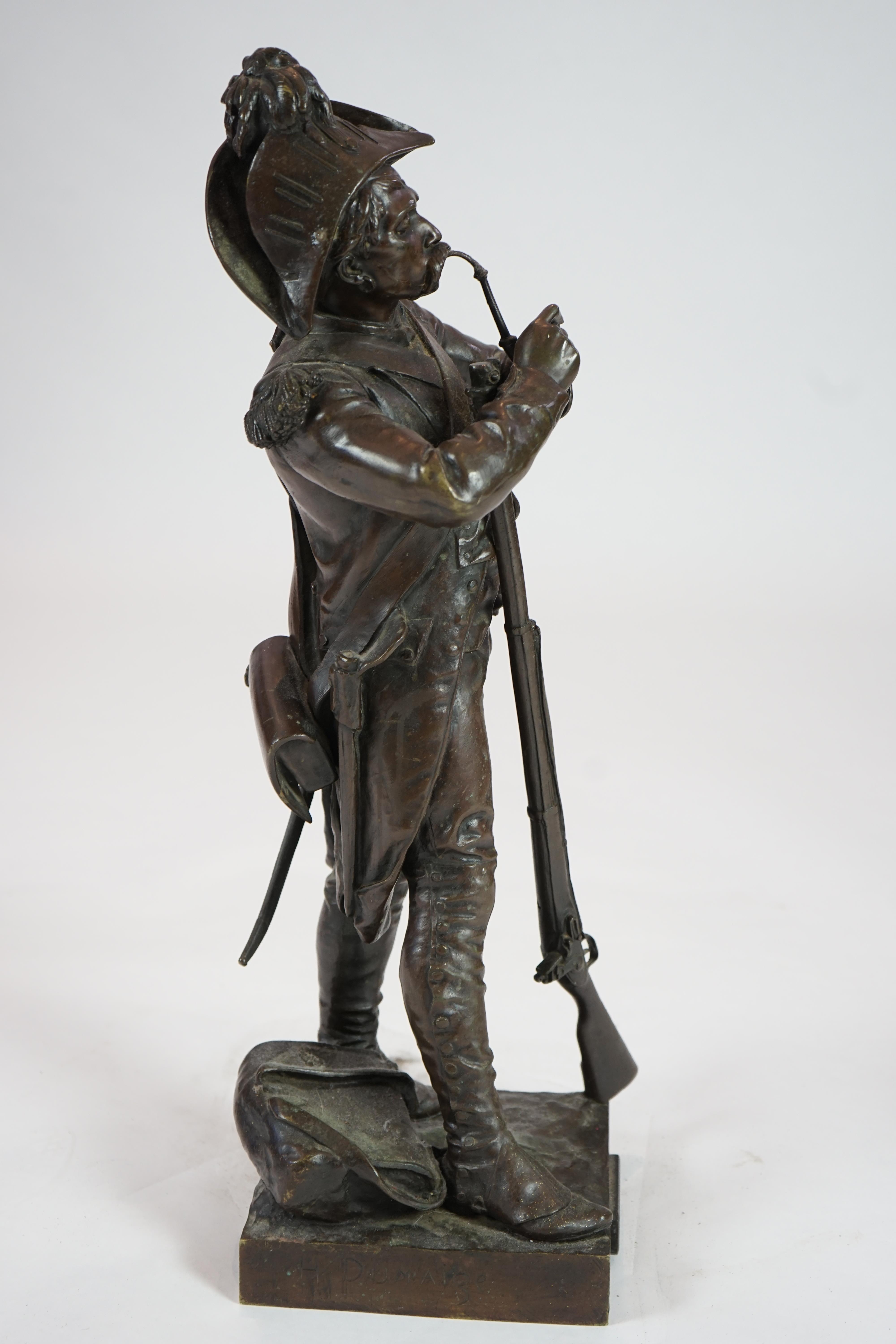 Henri Etienne Dumaige (French, 1830-1888), a bronze figure 'Apres le Combat Grenadier de 1792'